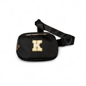 Brand New Black K Initial Gold Belt Bag